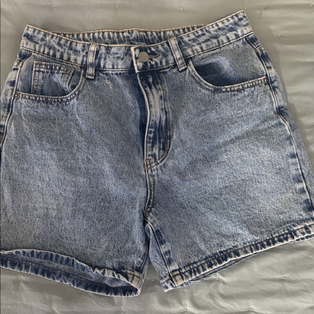 SHEIN Light Blue High-Waist Denim Shorts
